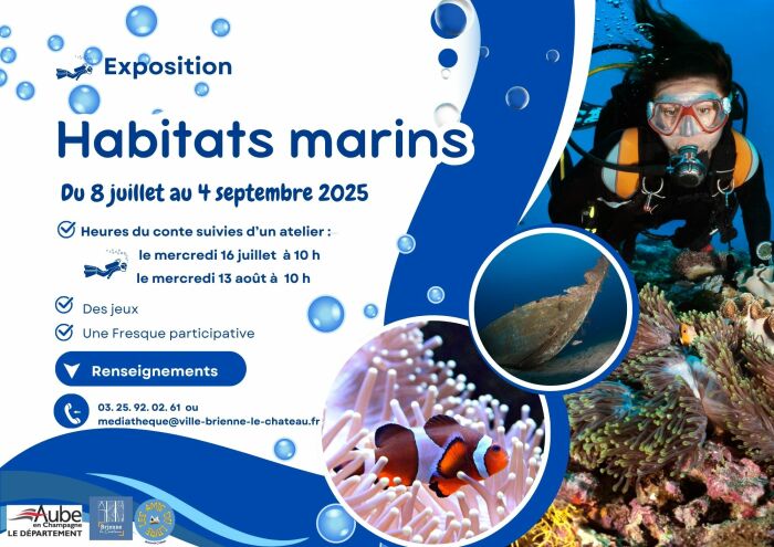 2025 07 08 au 09 04 - Exposition Habitats marins - Médiathèque BLC.jpg © Médiathèque de Brienne-le-Château