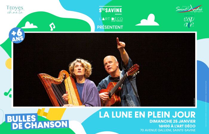 affiche la lune en plein jour Mairie de Sainte-Savine / photo ©Julien Bouzillé