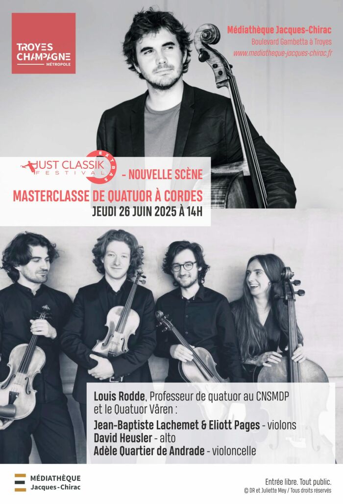 Just classik festival, les extras – Masterclasse de Quatuor à cordes_Troyes © DR et Juliette Mey /Tous droits réservés