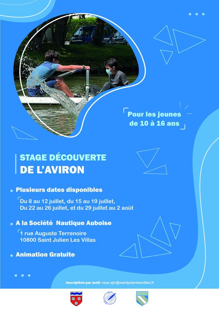 affiche stage aviron Ville de Saint-Julien-les-Villas